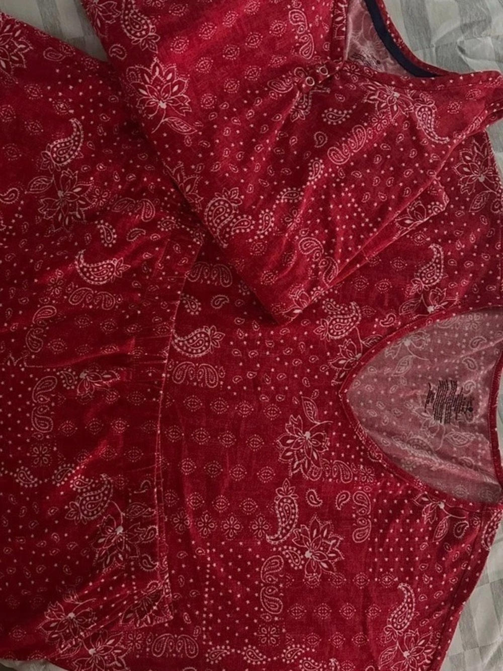 Red and white XL (16/18) short sleeve pajamas set with matching gown.